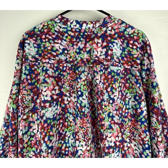 Notations Blouse Women's 3X Split Button Neck Pleated Roll Tab Sleeve Peasant - Picture 8 of 12